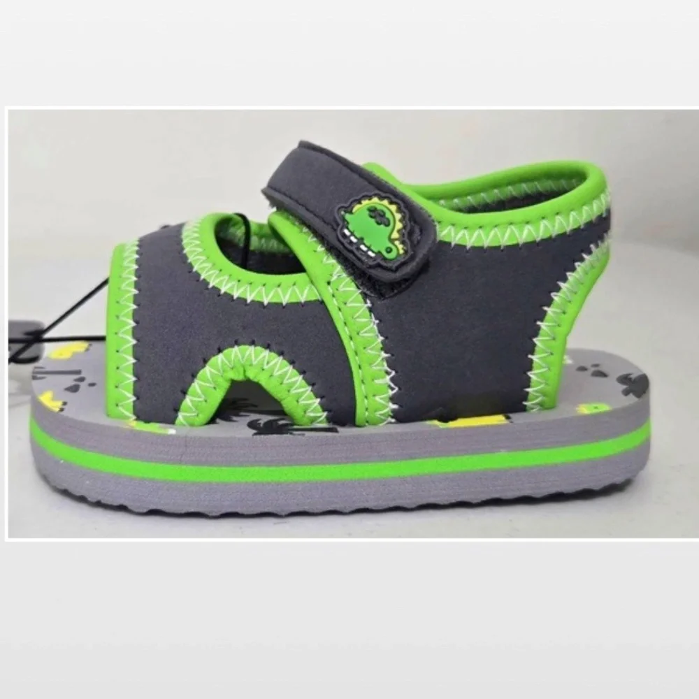 New Wave Zone Shoes Kids Prewalk Baby Sandals Dino Grey Green NWT